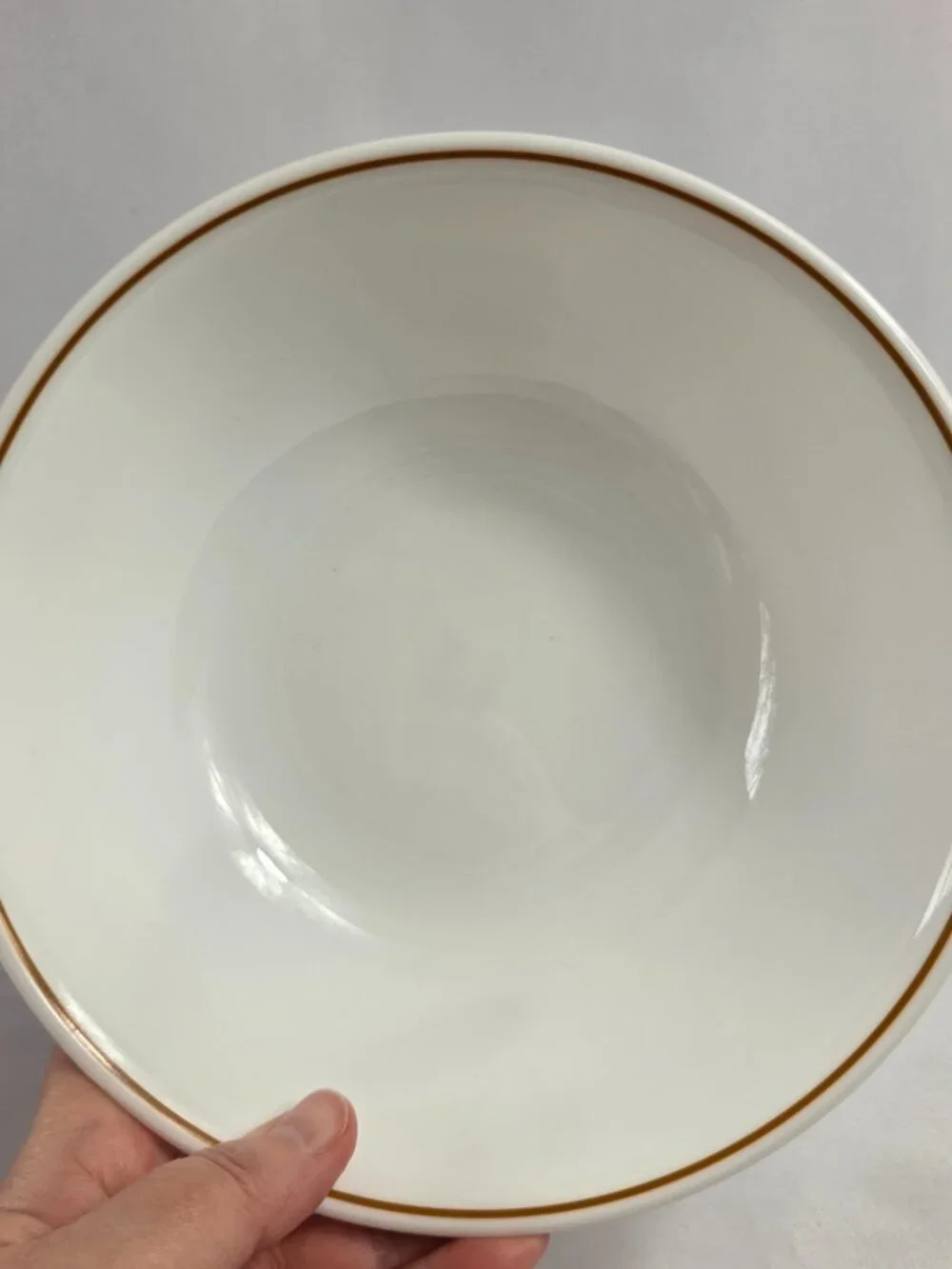 Corning Corelle Indian Summer 10 Inch Round Serving Bowl White Single Brown Ring